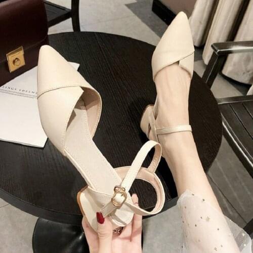 2021 spring and summer new ladies fashion all-match pointed sandals fairy style Baotou net red high heels