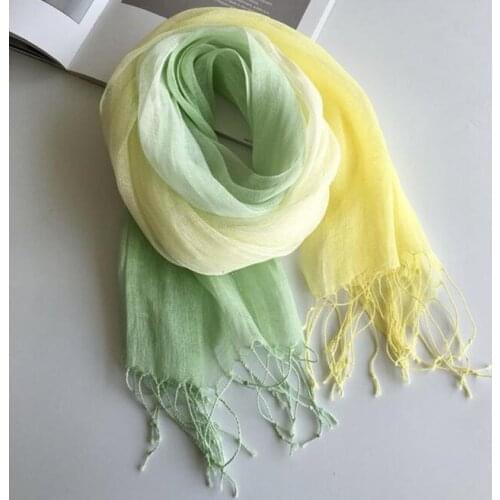 New Fashion Design Scarf Thin Linen Shawl Gradient Color Pure Linen Scarves For Lady 55x180cm