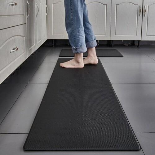 New thick pu floor mat kitchen non-slip washed leather floor mat rectangular solid color slow rebound door mat can be scrubbed