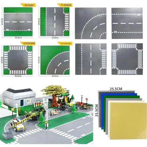 Road Base Plates Street Bricks Baseplates Compatible All Brands city Building Blocks Construction 7280 7281