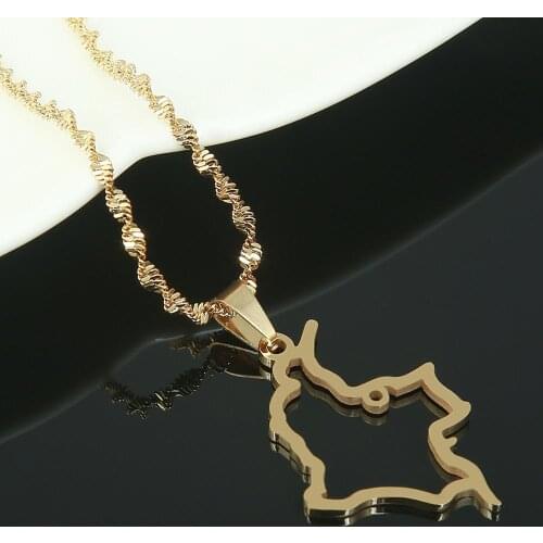 Stainless Steel Colombia Map Pendant Necklace Fashion Map of Colombian Chain Jewelry