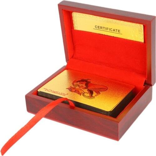 Portable Plastic Magic Card Waterproof Cards Magic Playing Cards Poker Game Deck Gold Foil Poker Set 24K Gold