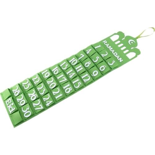 Ramadan Mubarak Ramadan Hanging Calendar Felt Eid Mubarak Wall Countdown Calendar with 30 Numbered Pockets