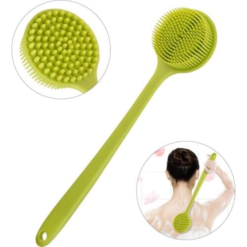 Long Handle Bath Brush Massager Body Brush Silicone Skin Care Shower Brushes Reach Feet Spong Bathroom Accessories Products 35