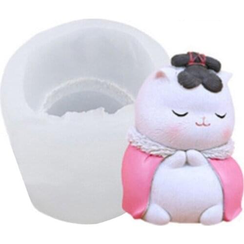 Cute 3D Animal Cat Silicone Candle Mold Crystal Epoxy Plaster Mould Candle Maker H3CC