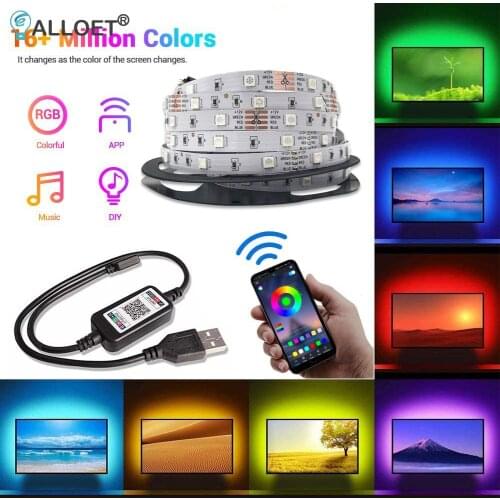 LED Strip Light Flexible Lamp Tape Bluetooth-compatible IR Remote Control Light Strips TV PC Backlight Holiday Party Decoration