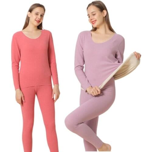 Warm Underwear Womens Elastic Slim Autumn Clothes Autumn Pants Solid Color Double-sided Frosted Thickened Large