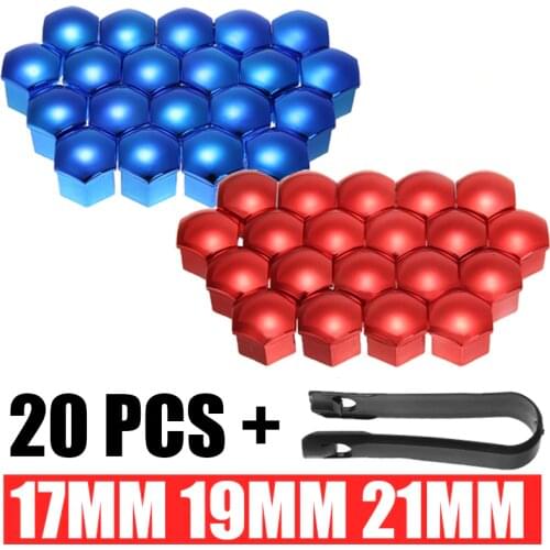 Mayitr 20pcs Car Wheel Nut Caps Auto Hub Screw Cover 17/19/21mm Universal Wheel Nut Bolt Cover Cap+Removal Tool 2 Colors