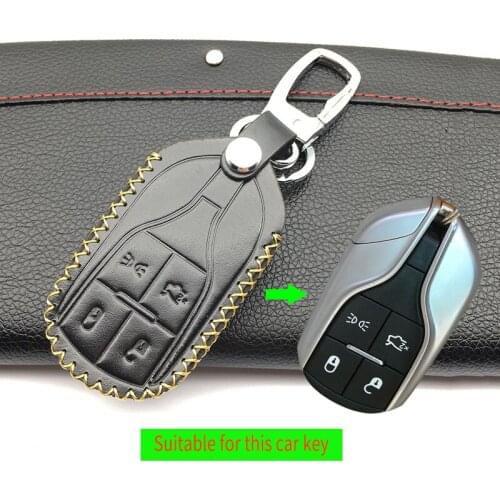 High quality Top layer leather car key case cover for Masarati ghibli 2017 2013 2014 quattroporte 2015 2017 levante 2016