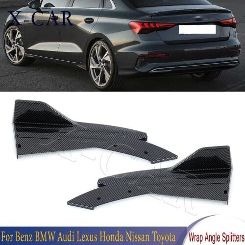 X-CAR 1 Pair Universal Carbon Fiber Look Car Rear Bumper Lip Diffuser Wrap Angle Splitters For BMW Audi A3 A4 A5 A6 LEXUS IS200T