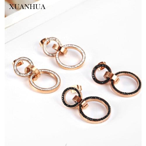 XUANHUA Rose Gold Circle Drop Earrings For Women Stainless Steel Jewelry Woman Vogue 2019 Jewelry Accessories Bohemian