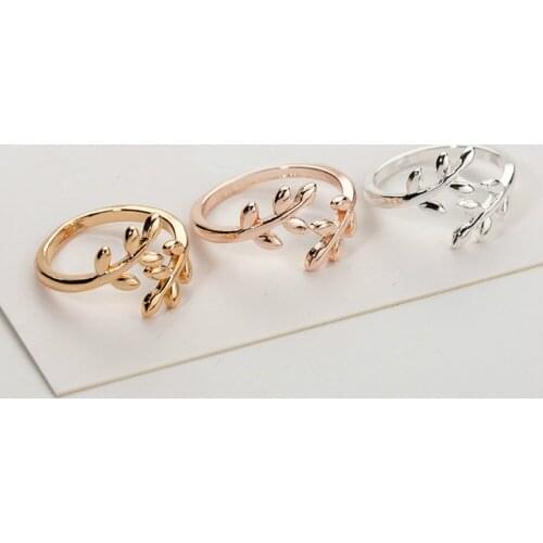 Women Ring Stainless Steel Olive Tree Branch Leaves Open Ring for Women Womens ringl Wedding Rings Adjustable Ring Mens ring