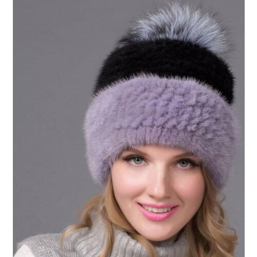 Winter Leather Grass Hat Womens Leather Mink Fur Hat Fur Ball Accessories Fashion High-End Womens Brand