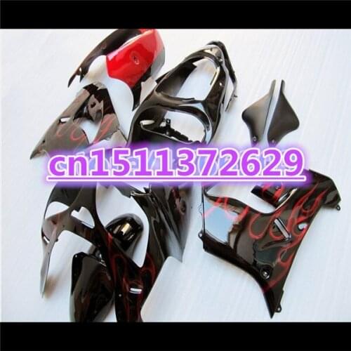 ZX-9R 00-01 Motorcycle Fairing kit for KAWASAKI Ninja Fairings set ZX9R ZX 9R 2000-2001 red flame black-Dor D