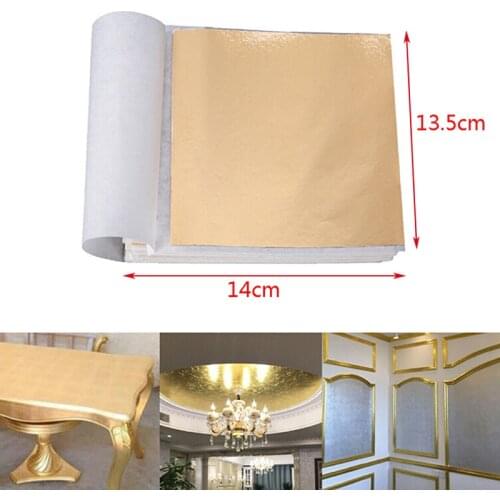 100Pcs 14*13.5cm Art Craft Paper Imitation Gold Sliver Copper Leaf Leaves Sheets Foil Paper for Gilding DIY Craft Decoration