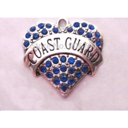 100pcs a lot rhodium plated fashion Coast Guard Blue Crystal Pendant(A100071)