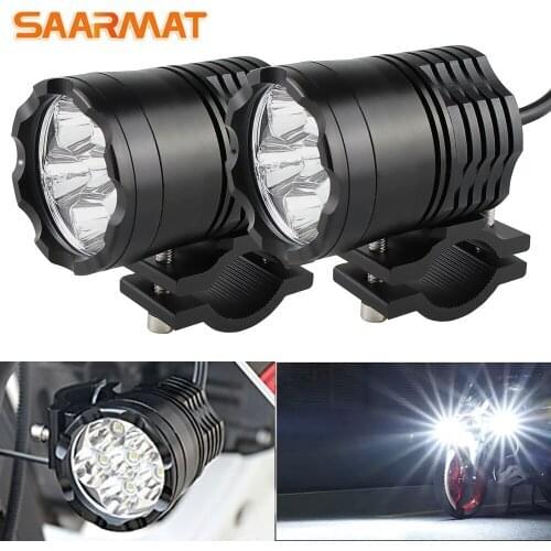 2pcs motorcycle LED headlight High power 12V 30W 4800LM 6000K moto Universal flashing spotlight fog light White yellow blue red