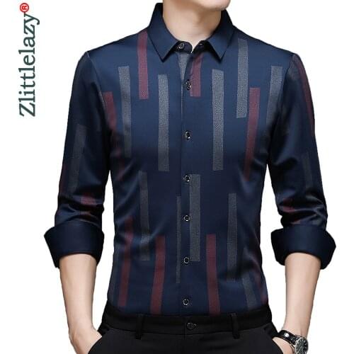 2021 brand designer striped mens shirts for men clothing korean fashion long sleeve shirt luxury dress casual clothes jersey 150