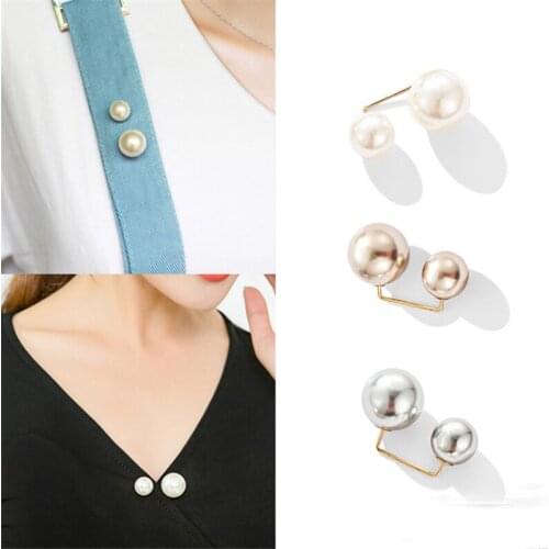 3PCS Fashion Pearl Brooch Cute Creative Clothes Decorative Brooches for Women Anti-Exposure Neckline Buckle