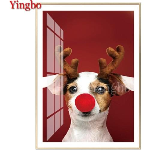 5D DIY Diamond Painting Christmas Gift Funny Pet Dog Cross Stitch Full Square 5d Diamond Embroidery Mosaic New Year Decoration