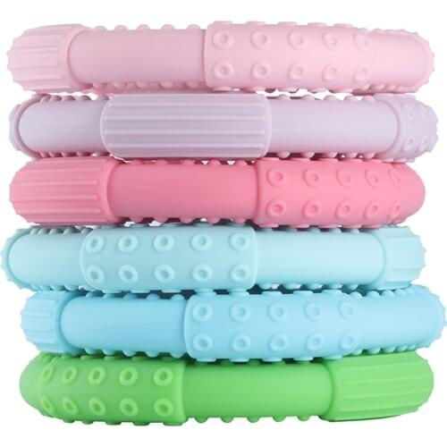 6PCS Silicone Bracelet Teether Baby Teething Rings Chew Wristband Food Grade Silicone BPA Free