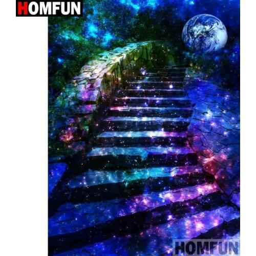 HOMFUN Diy 5d Diamond Painting "Stepped landscape" Cross Stitch Square Round Diamond Embroidery Handwork Rhinestone Art A16740