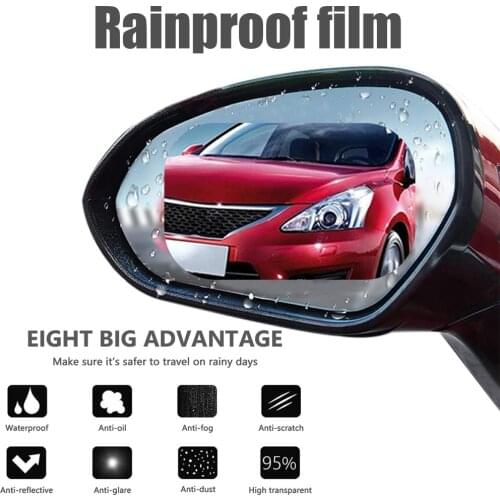 2pcs Universal Car Rearview Mirror Rainproof Film Full Screen Anti Fog Side Window Mirror Waterproof Make Mirror Clear Auto Film