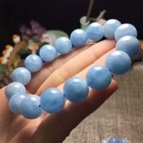 Natural Crystal Bracelet Blue Beads 12.5-12mm