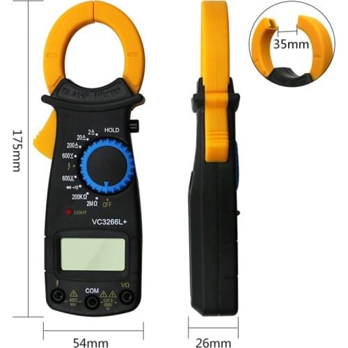 Digital Clamp Meter 2/20//200A AC, 600V AC/DC, 200K/2M Ohm +Fire Line Identification Anti-Burning Table Clamp Universal Meter