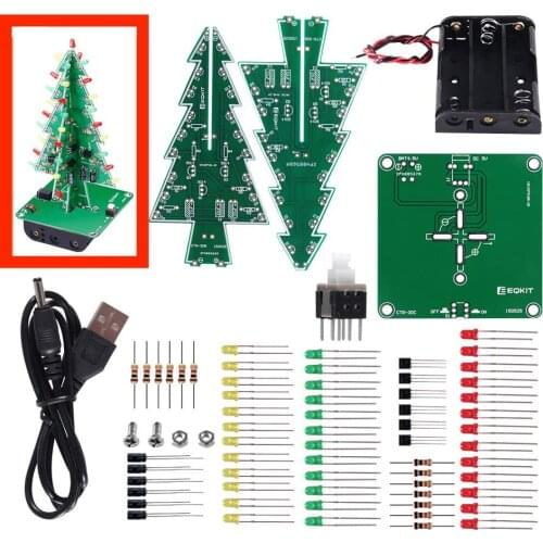 DIY Electronic Kit 7 Colors 3D Christmas Tree LED Flash Kit Three-Dimensional Colorful RGB LED Circuit Fun Suite Christmas Gift