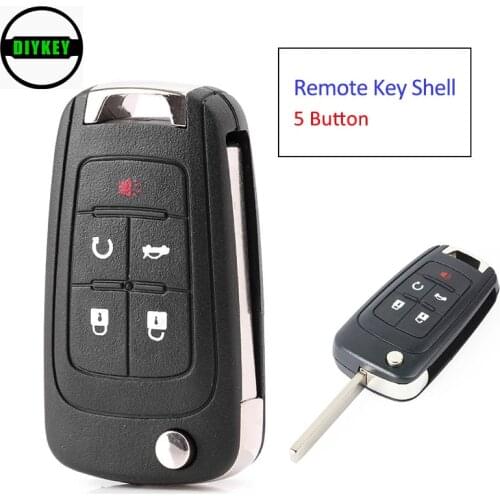DIYKEY Smart Remote Key Shell 5 Button Key Case Replacement Cover for Chevrolet/Opel/Buick