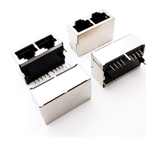 RJ45 PCB Jack 2 ports dual-port socket network interface cable for LAN connector