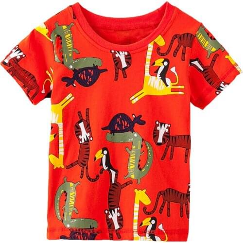 Funnygame Summer Animals Toddler T shirts for Baby Boys Girls Tees Cartoon Tigers Childrens Clothing Kids Tops