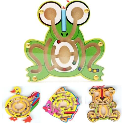 Montessori Toys Educational Wooden Toys for Children Early Learning Magnetic Maze Labyrinth Animal Shape Game Toys