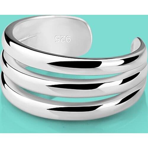 New Womens 925 Sterling Silver Ring Minimalist Open Design Femal Popular Glossy Ring Solid Silver Jewelry Birthday Gift Звенеть