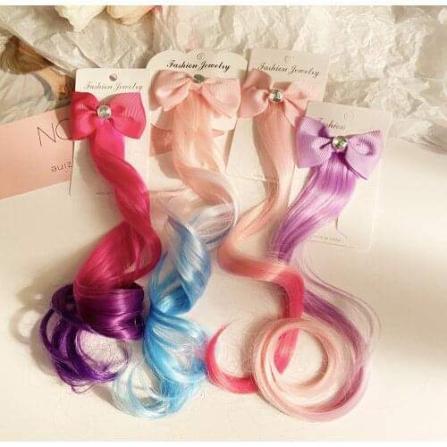 Girls Colorful Wigs Ponytail Hair Ornament Headbands Cute Princess Bands Beauty Hair Headwear Braid Kids Gift Hair Accessories