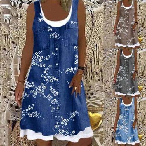 Summer Stylish Digital Printing Sleeveless Vest Dress Set Two-piece Vest Dress Digital Printing for Beach
