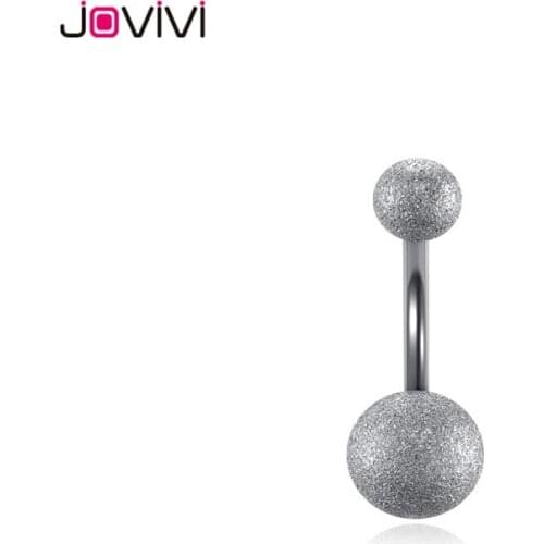 Jovivi 14G 1.6MM Stainless Steel Matte Ball Belly Button Navel Rings 1/2" Bar Length Belly Piercing Jewelry