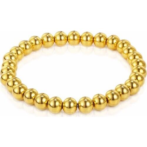 RIR Stainless Steel Minimalism Golden Beaded Bracelet Creative Trend Single Circle Beads Jewellery Bracelets