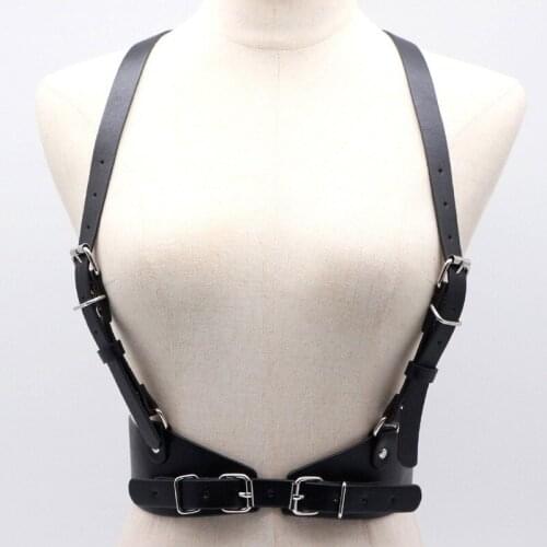 Fashion Pu Leather Body Bondage Female Punk Style Harajuku O-Ring Garters Belt Cage Sculpting Harness Waisband Strap Suspenders