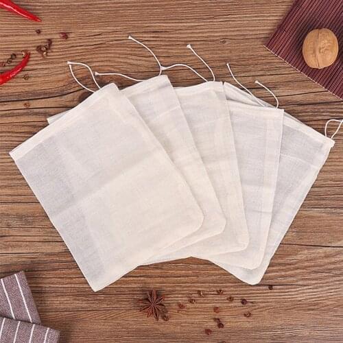Washable Cotton Bag Tea Bag Soup Filter Coffee Filter Cheese Cloth Muslin Pouch Food Strainer Muslin Bag Soya Drainer Mesh