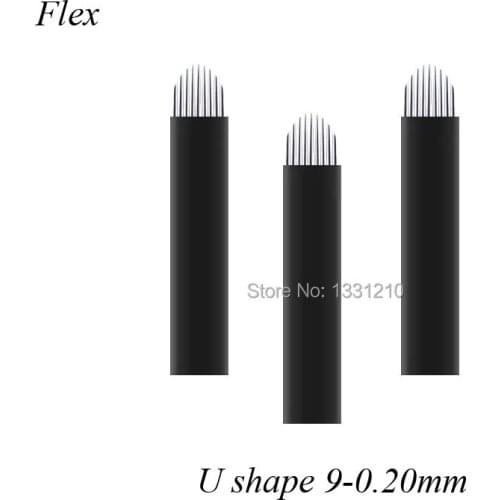Kit Microblading 3d Manual Blades U Shape 9 Diam 0.20mm Microblading Nano Needles Flex Curved Tattoo blade