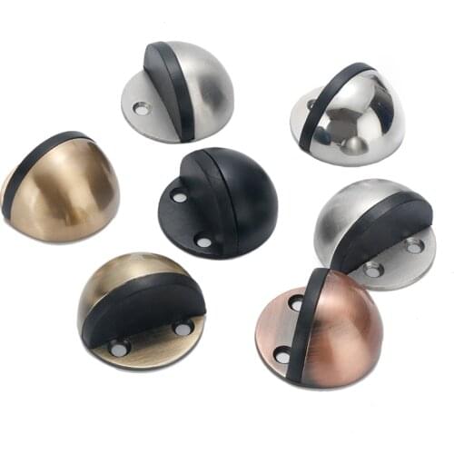 Floor-mounted Door Stops Stainless Steel Glass Door Rubber Semi-circular Anti-collision Punch Free Door Stop Wood Door Holder