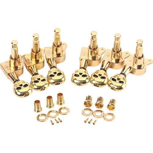 6Pcs Shape Vintage Style Guitar Machine Heads 6R Tuning Pegs for Guitar Bass GC209 (Golden)