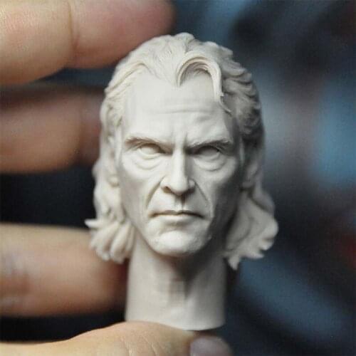 Unpainted 1/6 Joker Joaquin Head Sculpt Carving Model Fit 12 inch Male Soldier Action Figure Body for Fans DIY