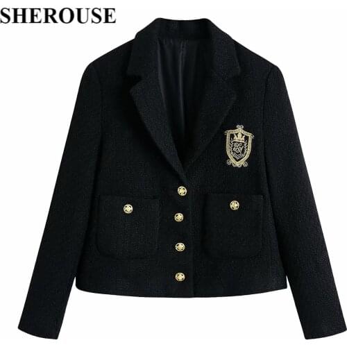 2021 New Women Blazers Solid Button Pockets Long Sleeve Notched Neck Preppy Style Blazers Chic Lady Fashion Casual Women Clothes