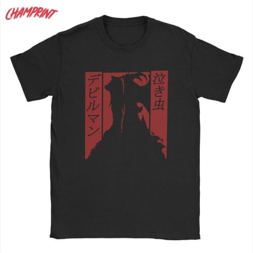 Japan Anime Debiruman Devilman Crybaby T Shirt for Men Pure Cotton T-Shirts Round Collar Tee Shirt Short Sleeve Clothing Printed