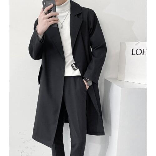2021 New Autumn High-end Trench Coat Jackets for Men British Style Fashion Casual Coats Long Windbreaker Steetwear Social Tops