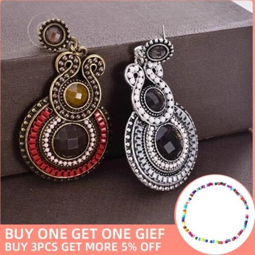 Shineland Fashion Bohemian Geometric Resin Stone Irregular Drop Earrings for Women Vintage Punk Statement Brincos Jewelry Gift