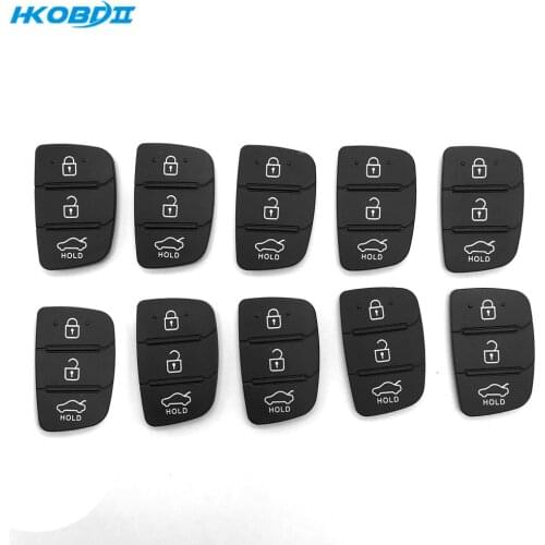 HKOBDII Replacement 10pcs 3 4 Button Remote Key Fob Case Rubber Pad For Hyundai HB20 SANTA FE IX35 IX45 Silicone Flip Key Pad